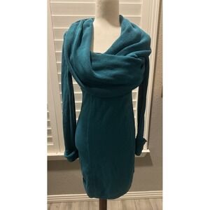 Telluride Clothing Company Teal Cowl Neck Shawl Wrap Collar Sweater Dress XS